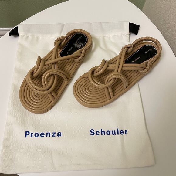 Proenza Schouler Shoes - NWT Women’s Proenza Schouler Fabri Cable Sandal Flat Khaky Beige Sz US 7 EU 37